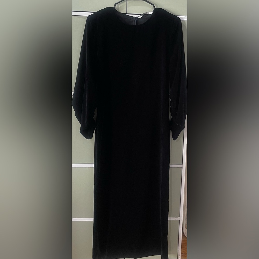 Zara Black Maxi Velvet Dress